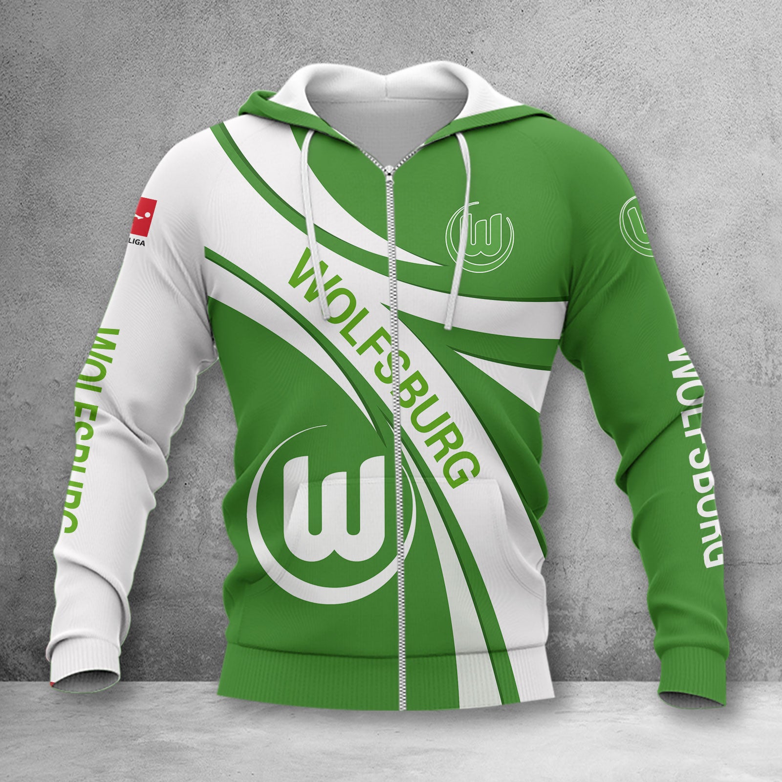 VfL Wolfsburg Hoodie Zip Herren | WOB Kapuzenjacke mit Reißverschluss WINA2460