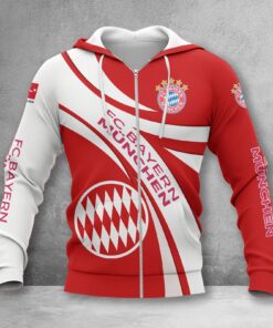 Bayern München Hoodie Zip Herren | FCB Kapuzenjacke mit Reißverschluss WINA2451