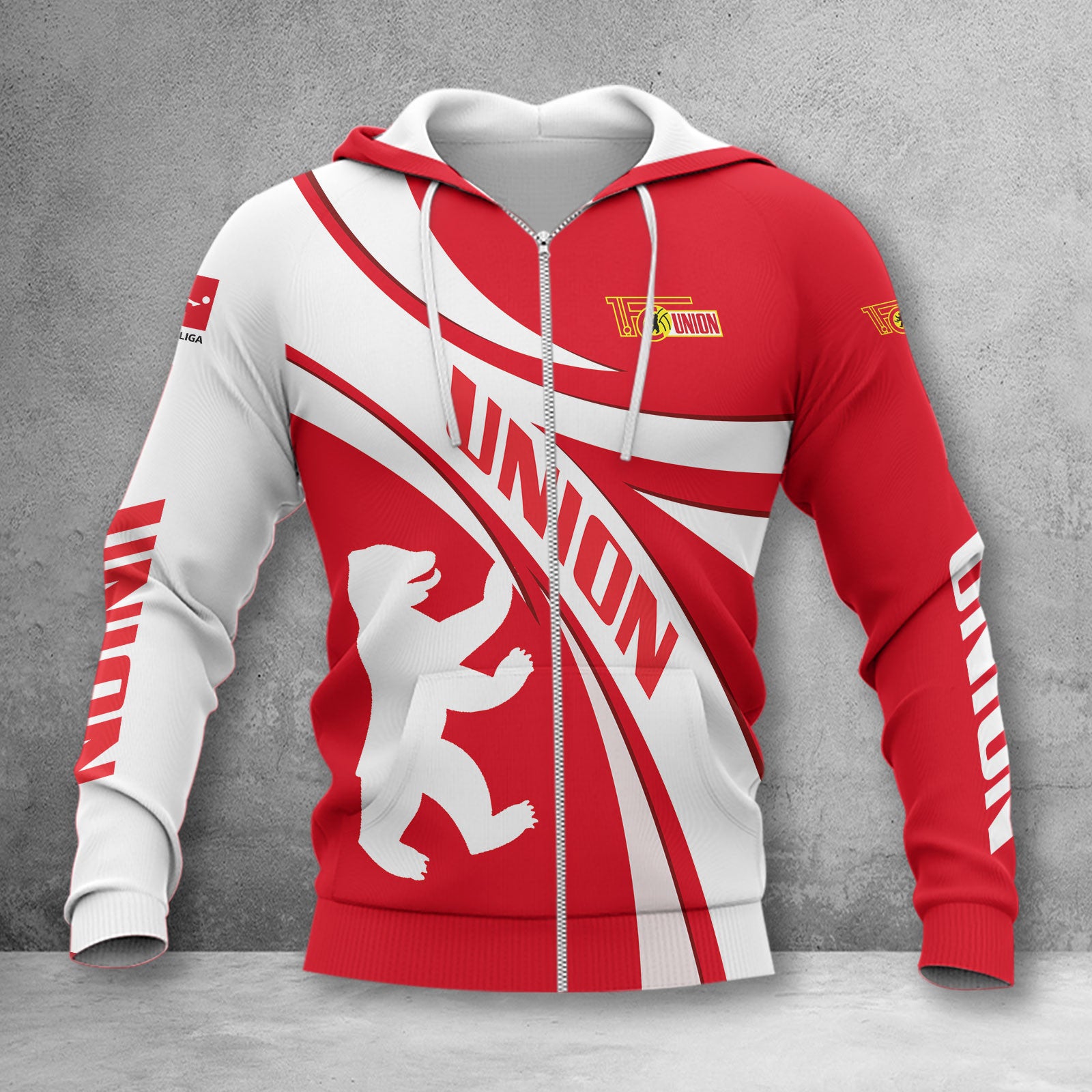 Union Berlin Hoodie Zip Herren | FCU Kapuzenjacke mit Reißverschluss WINA2457