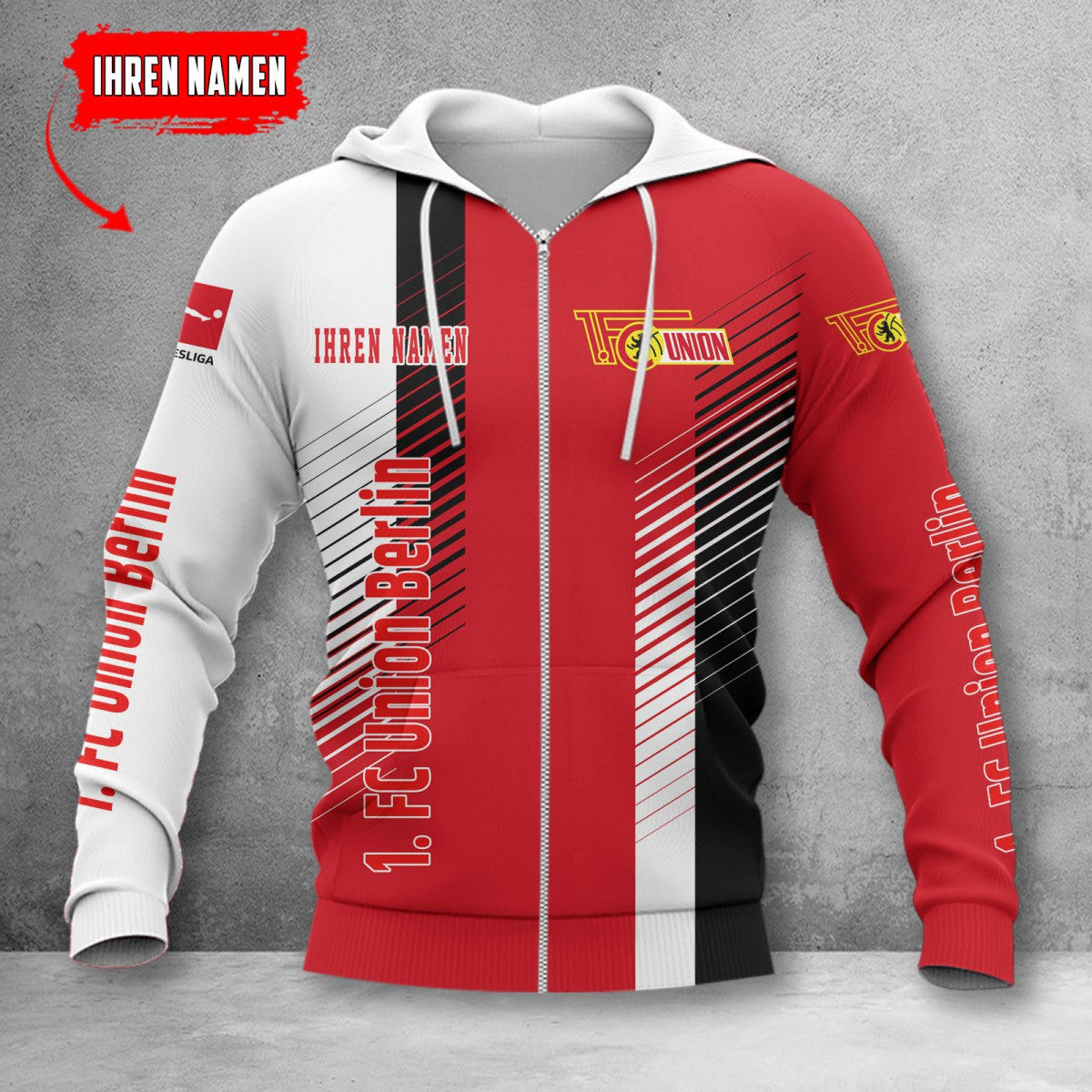 Union Berlin Hoodie Zip Herren | FCU Kapuzenjacke mit Reißverschluss WINA10731