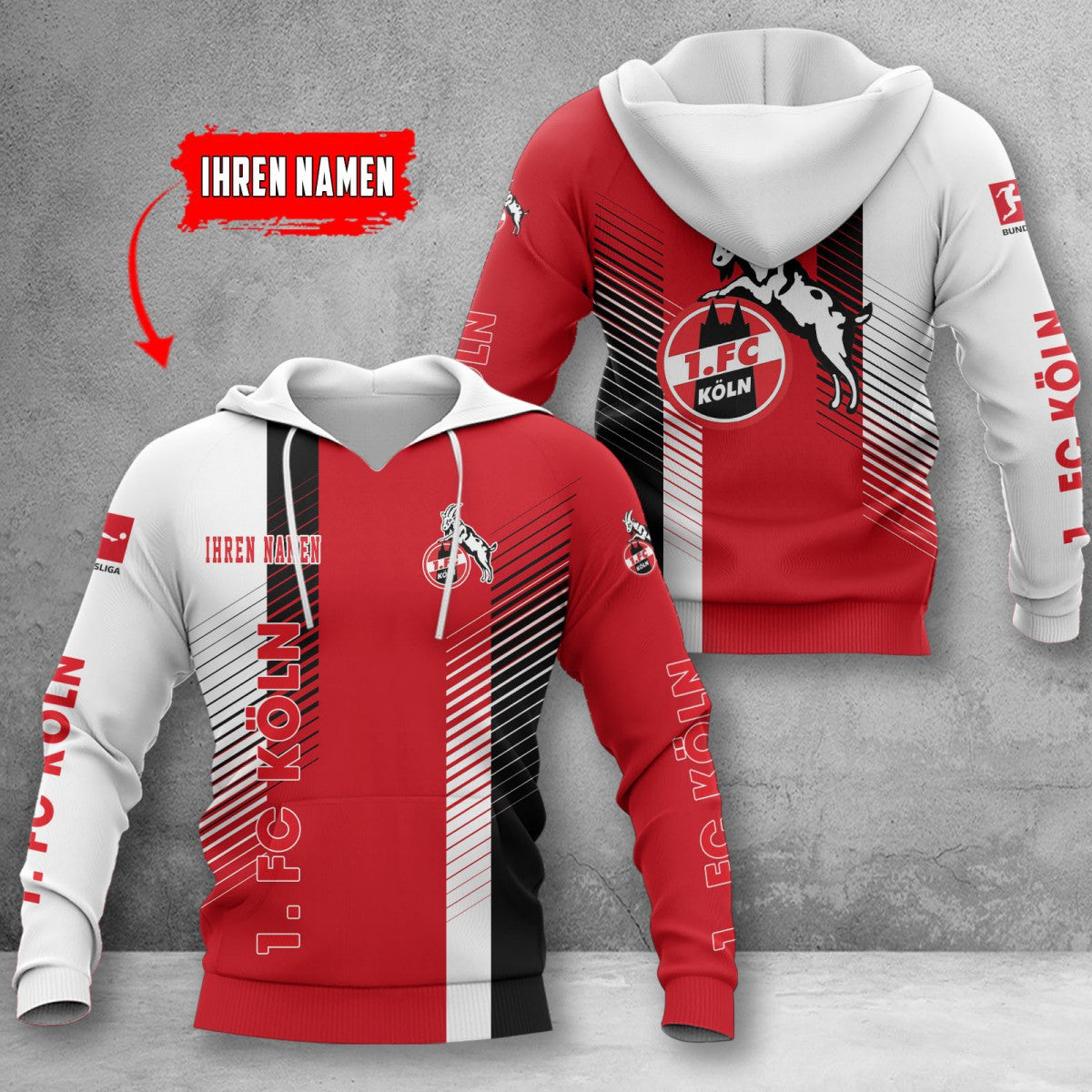 1. FC Köln Hoodie Herren | Effzeh Kapuzenpullover WINA10718