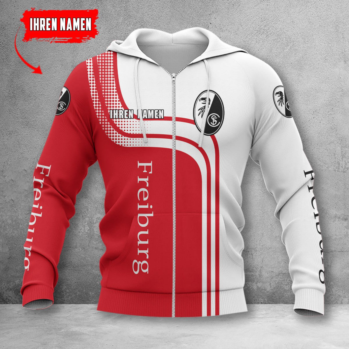 SC Freiburg Hoodie Zip Herren | SCF Kapuzenjacke mit Reißverschluss WINA60128