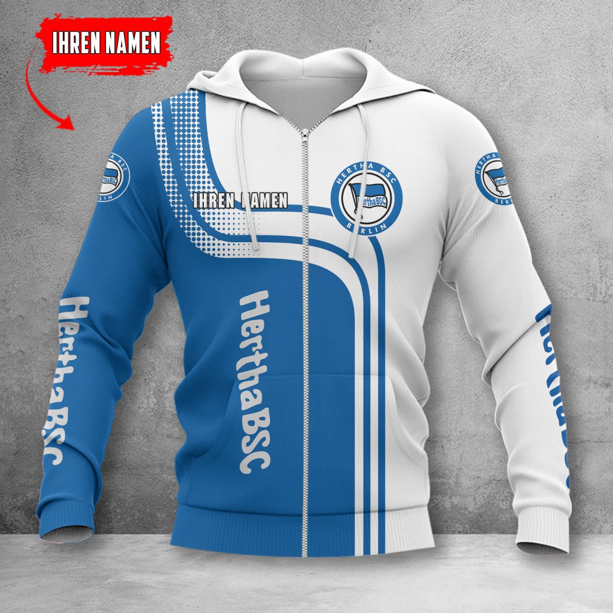 Hertha BSC Hoodie Zip Herren | Hertha Kapuzenjacke mit Reißverschluss WINA60126