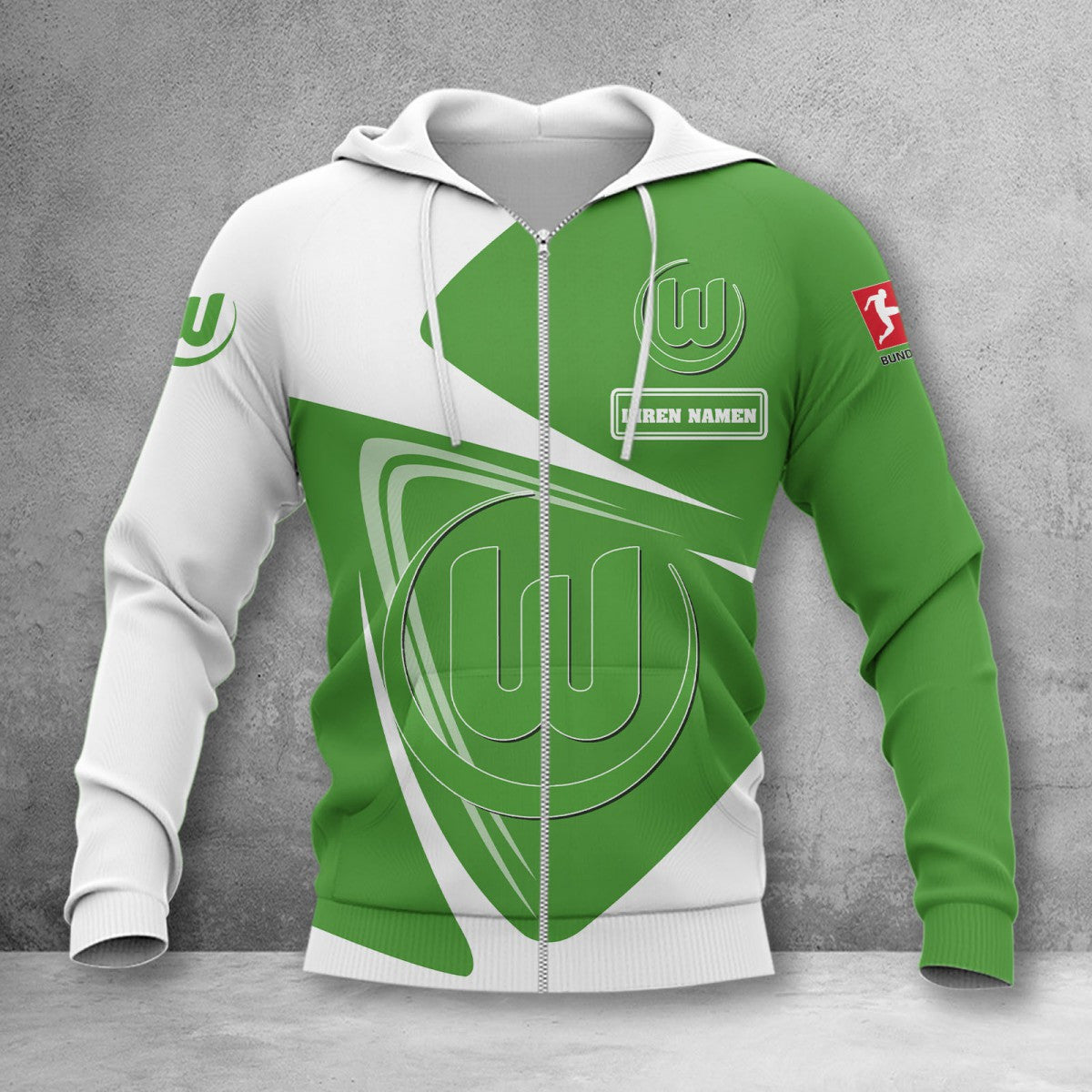 VfL Wolfsburg Hoodie Zip Herren | WOB Kapuzenjacke mit Reißverschluss WINA17720