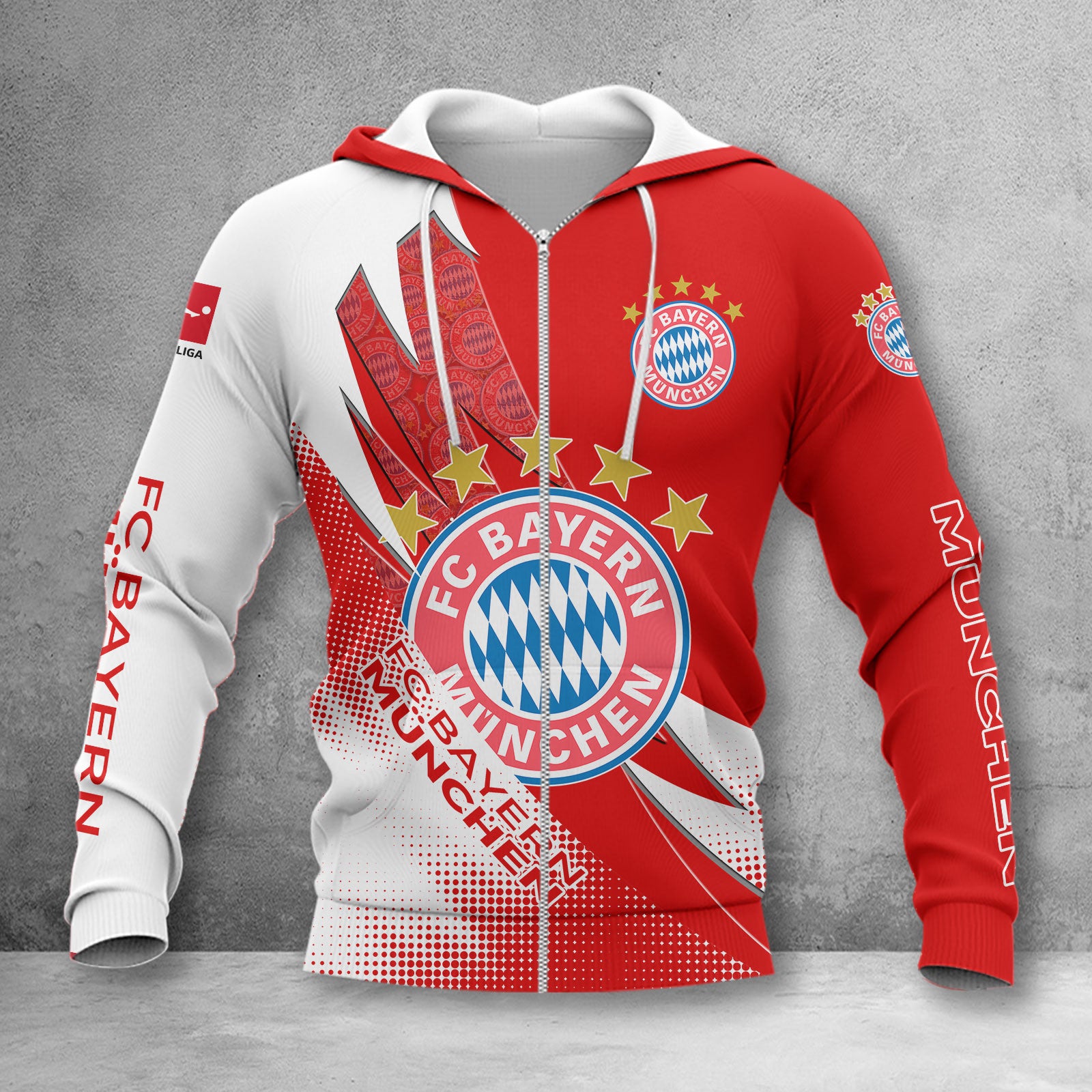 Bayern München Hoodie Zip Herren | FCB Kapuzenjacke mit Reißverschluss WINA23162