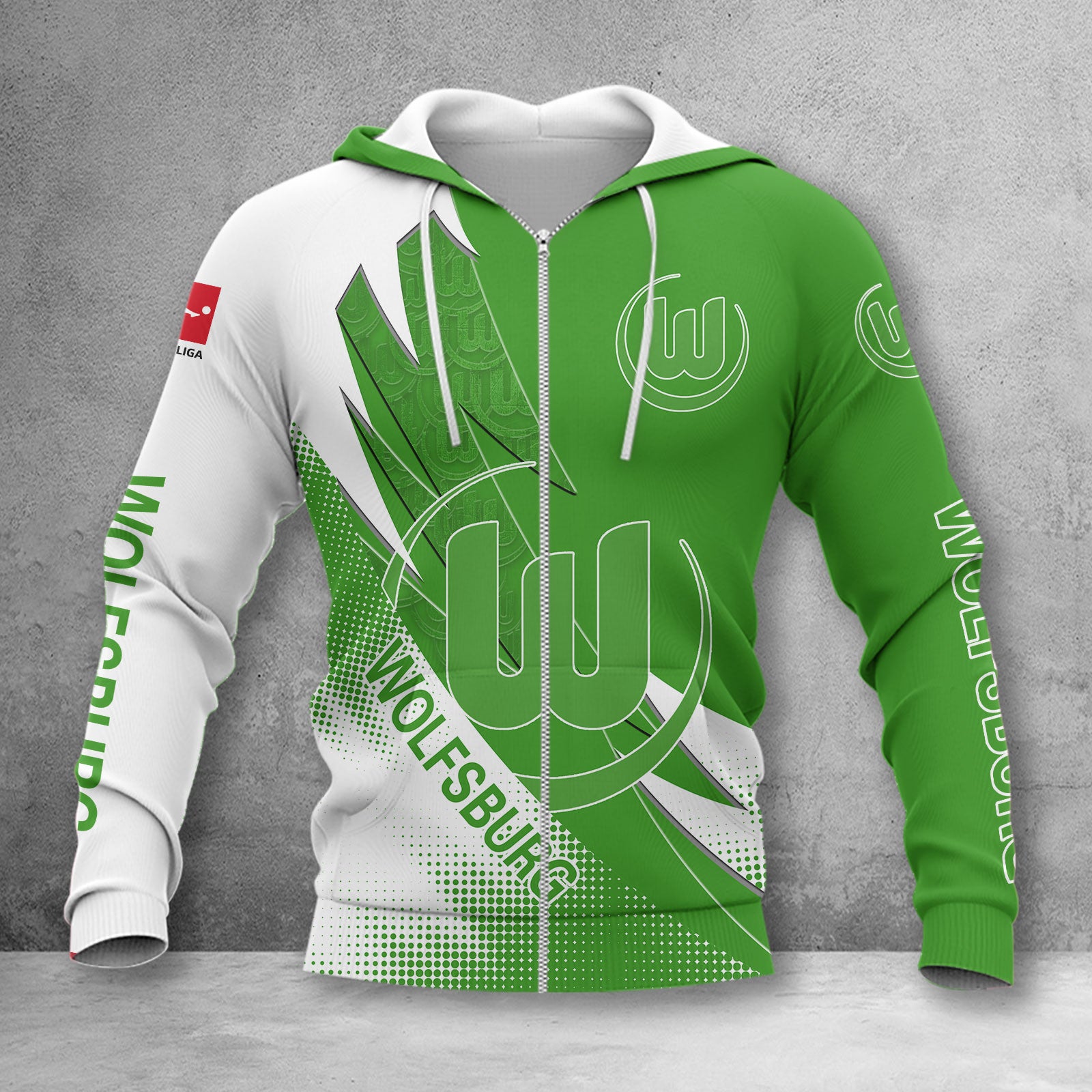 VfL Wolfsburg Hoodie Zip Herren | WOB Kapuzenjacke mit Reißverschluss WINA23169