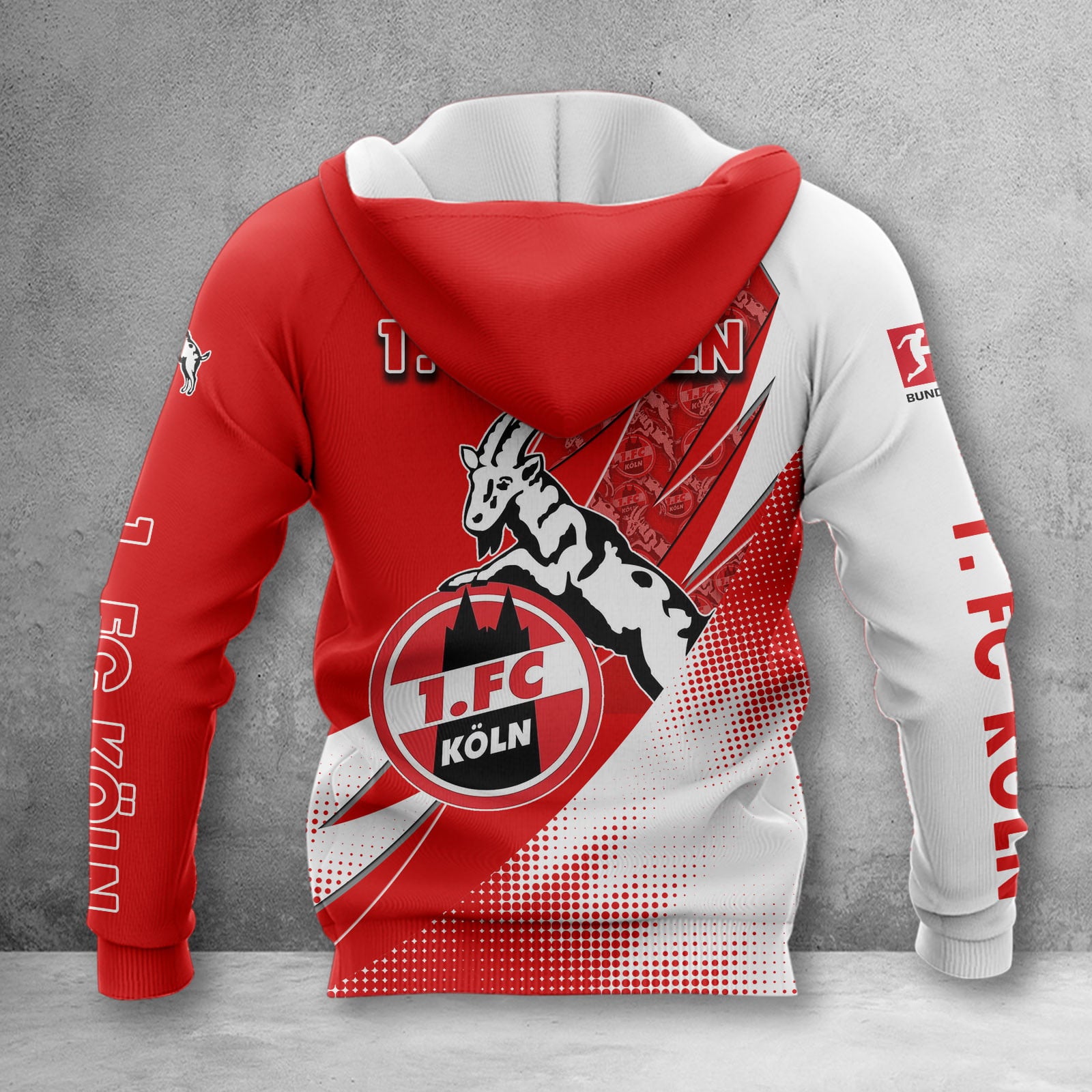 1. FC Köln Hoodie Zip Herren | Effzeh Kapuzenjacke mit Reißverschluss WINA23154 – Bild 2