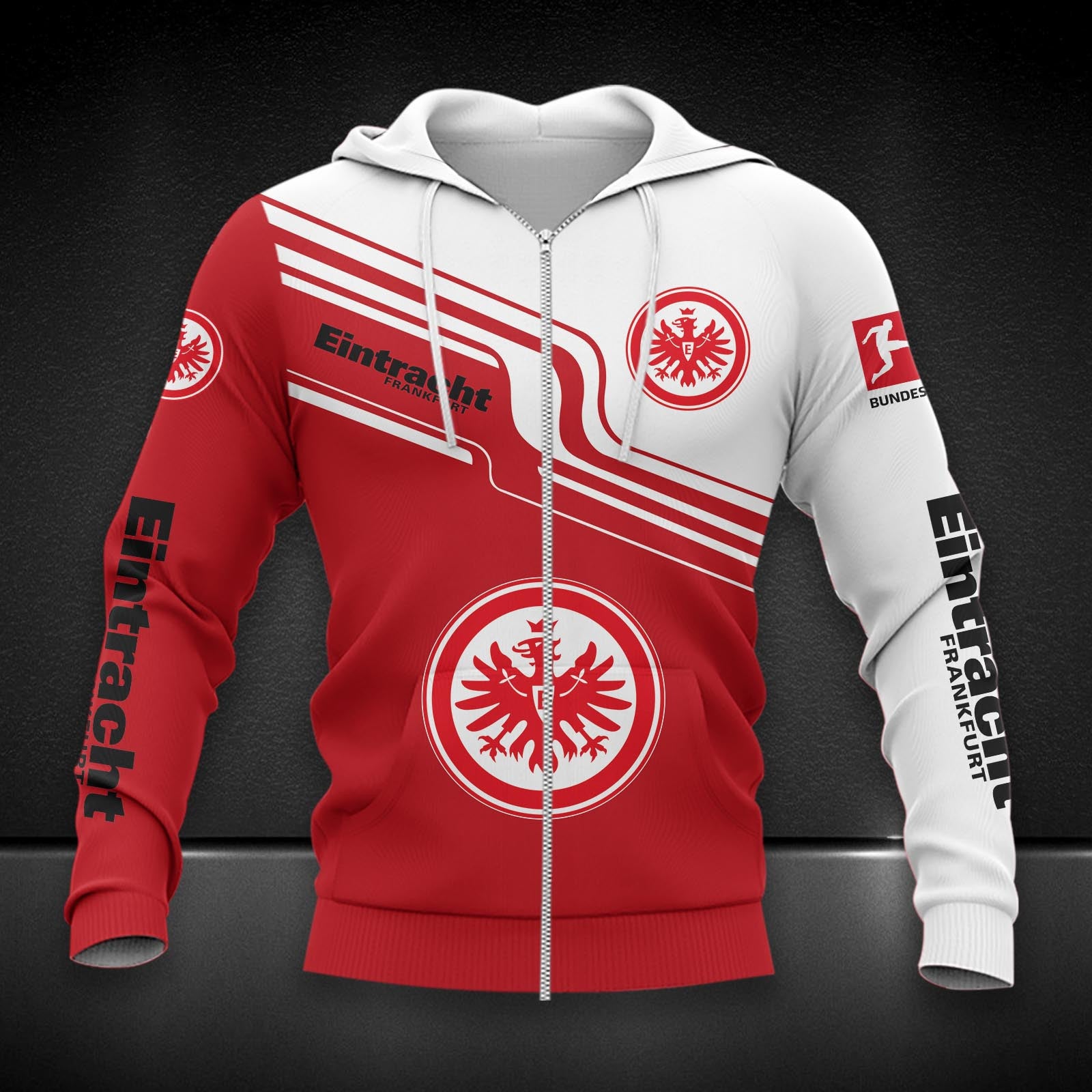 Eintracht Frankfurt Hoodie Zip Herren | SGE Kapuzenjacke mit Reißverschluss DDQQA80217