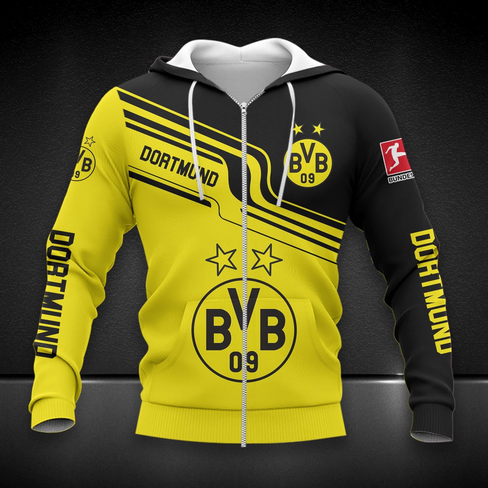 Borussia Dortmund Hoodie Zip Herren | BVB Kapuzenjacke mit Reißverschluss DDQQA80215