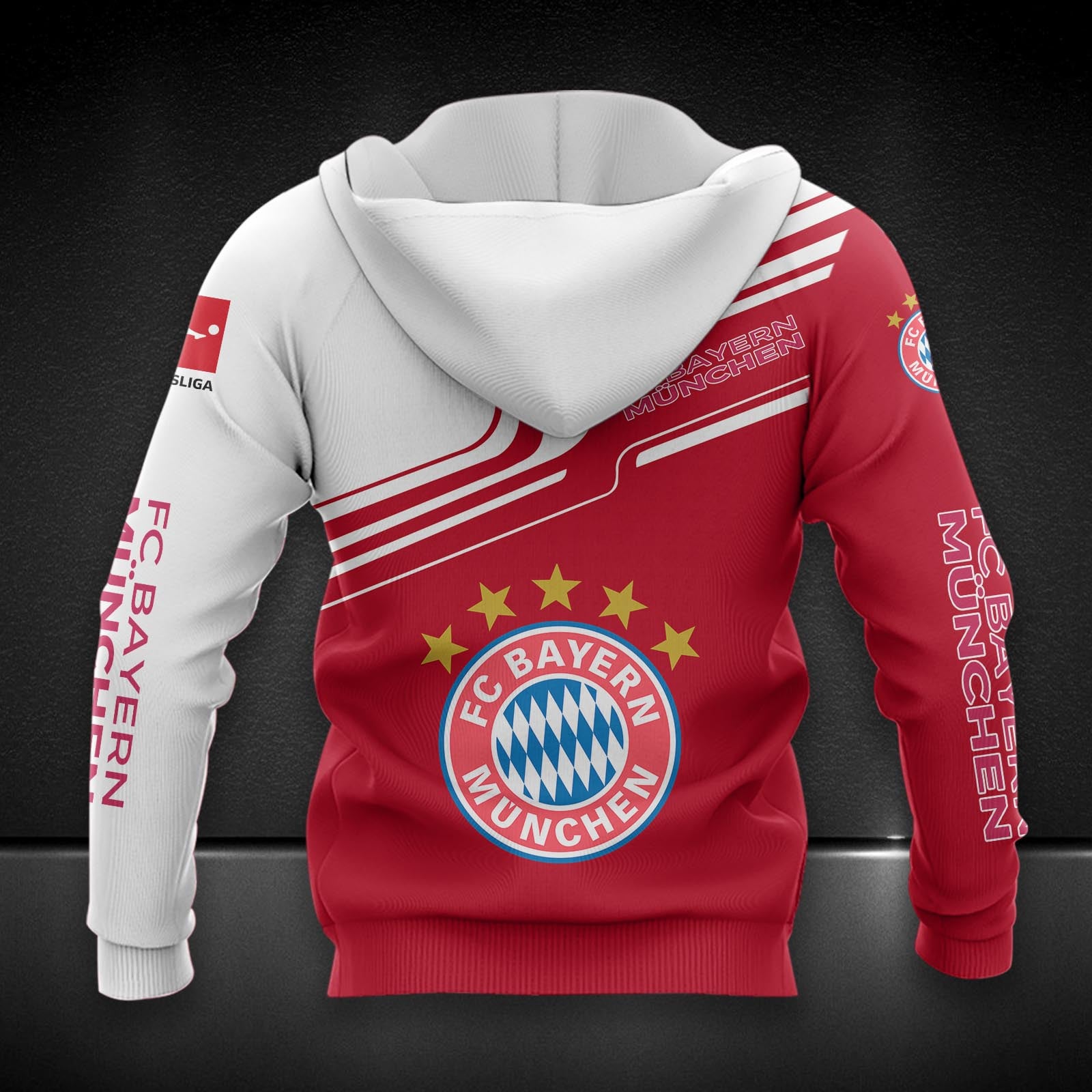 Bayern München Hoodie Zip Herren | FCB Kapuzenjacke mit Reißverschluss DDQQA80219 – Bild 2