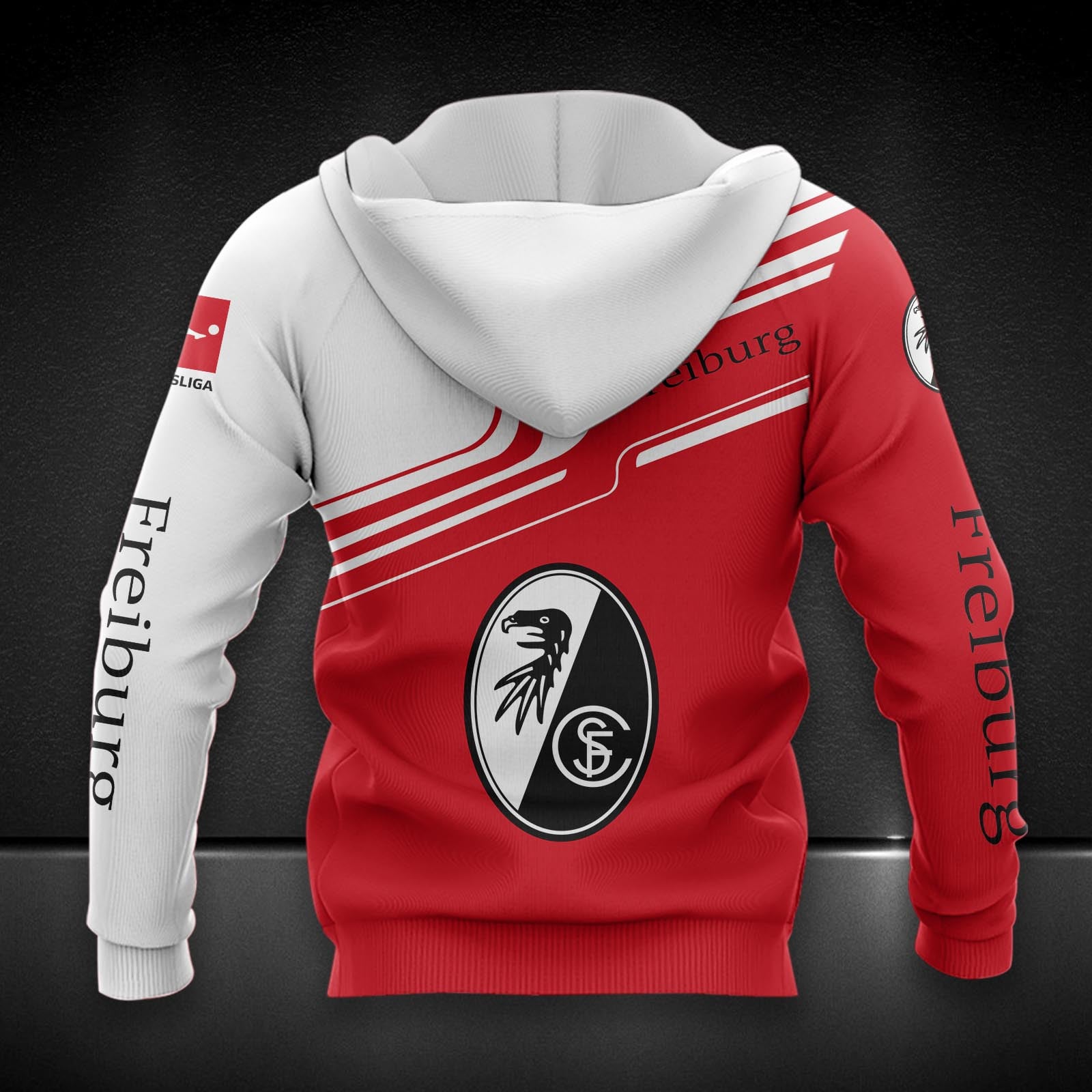 SC Freiburg Hoodie Zip Herren | SCF Kapuzenjacke mit Reißverschluss DDQQA80222 – Bild 2