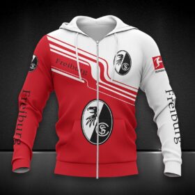 SC Freiburg Hoodie Zip Herren | SCF Kapuzenjacke mit Reißverschluss DDQQA80222
