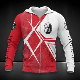 SC Freiburg Hoodie Zip Herren | SCF Kapuzenjacke mit Reißverschluss DDQQA90222