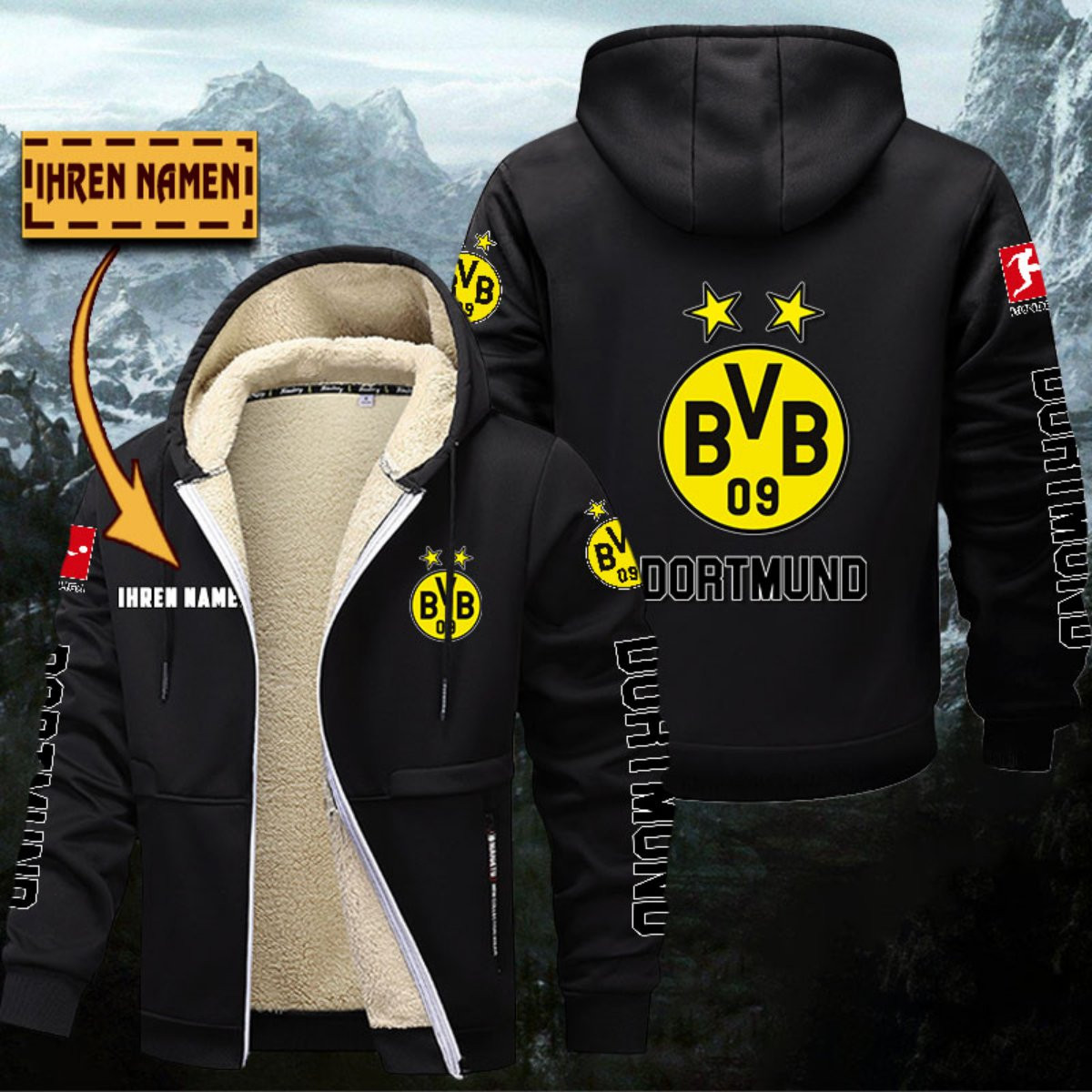 Borussia Dortmund Gefütterte Kapuzenjacke – Bild 3