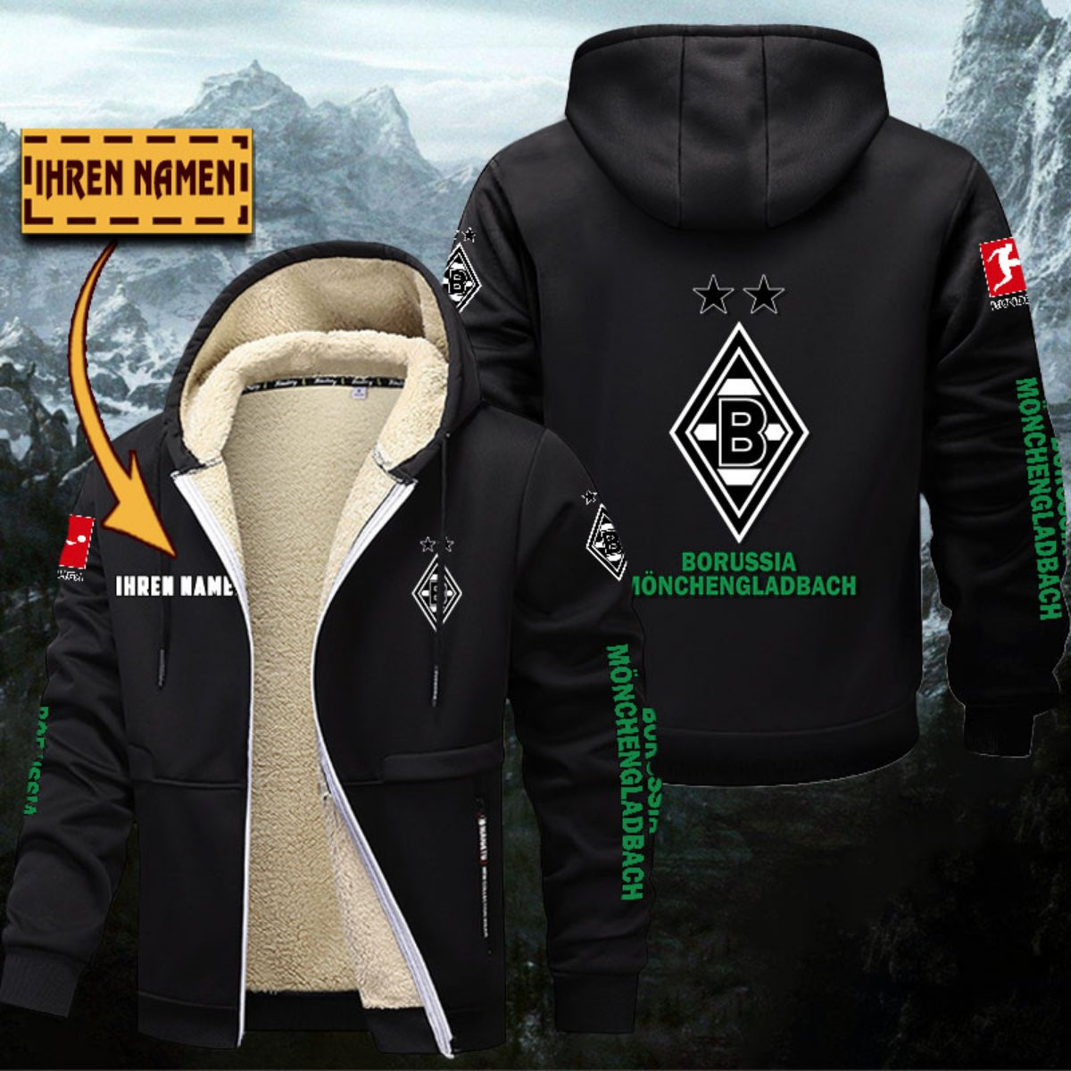 Borussia Mönchengladbach Gefütterte Kapuzenjacke – Bild 3