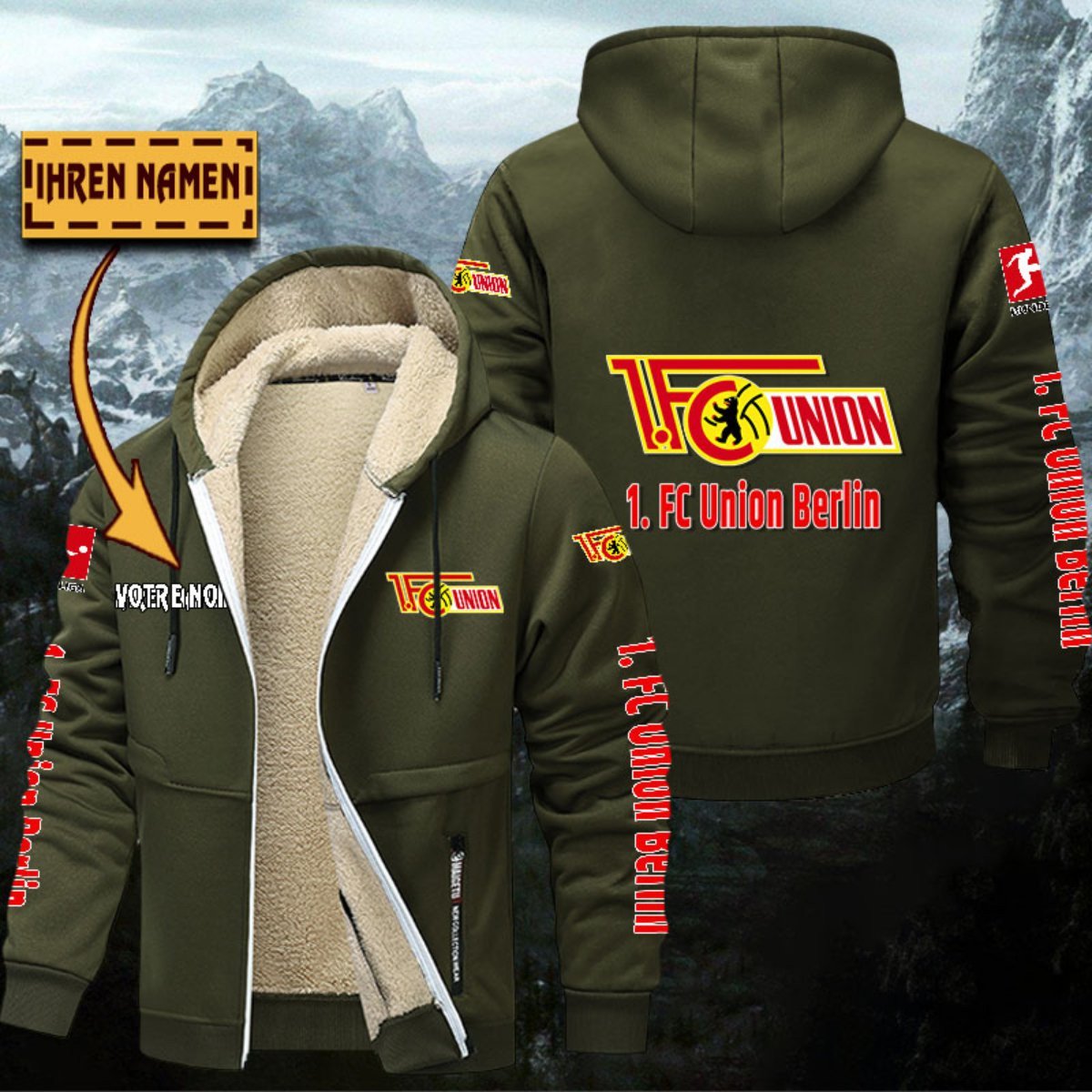 Union Berlin Gefütterte Kapuzenjacke – Bild 2
