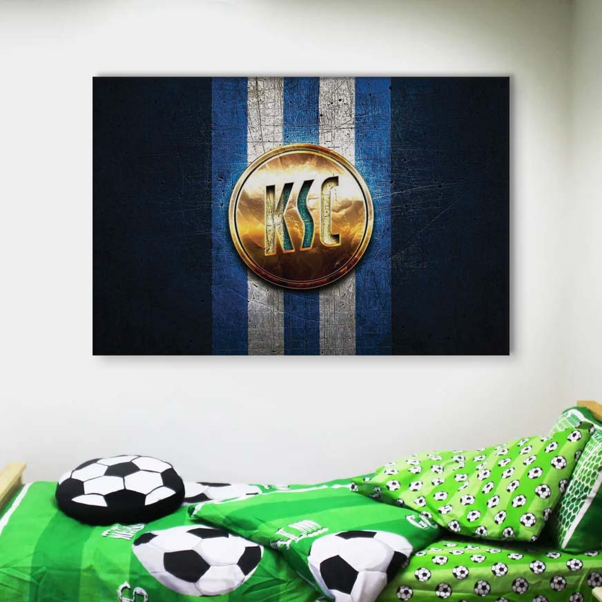 Karlsruher FC Blaues Metall mit Goldenem Logo KSC Leinwandbilder – Bild 4