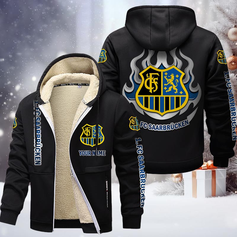 FC Saarbrucken Gefütterte Kapuzenjacke - FCS Samt Zip-Hoodie – Bild 3