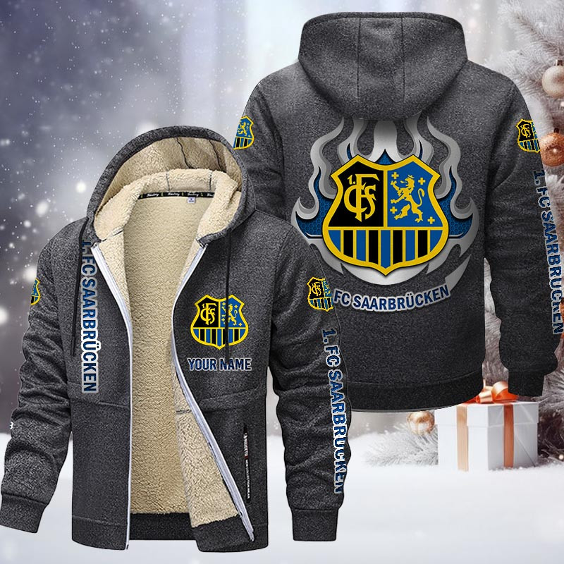 FC Saarbrucken Gefütterte Kapuzenjacke - FCS Samt Zip-Hoodie – Bild 5