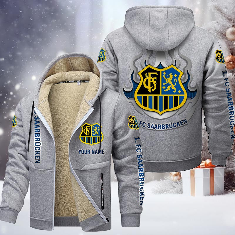 FC Saarbrucken Gefütterte Kapuzenjacke - FCS Samt Zip-Hoodie – Bild 6
