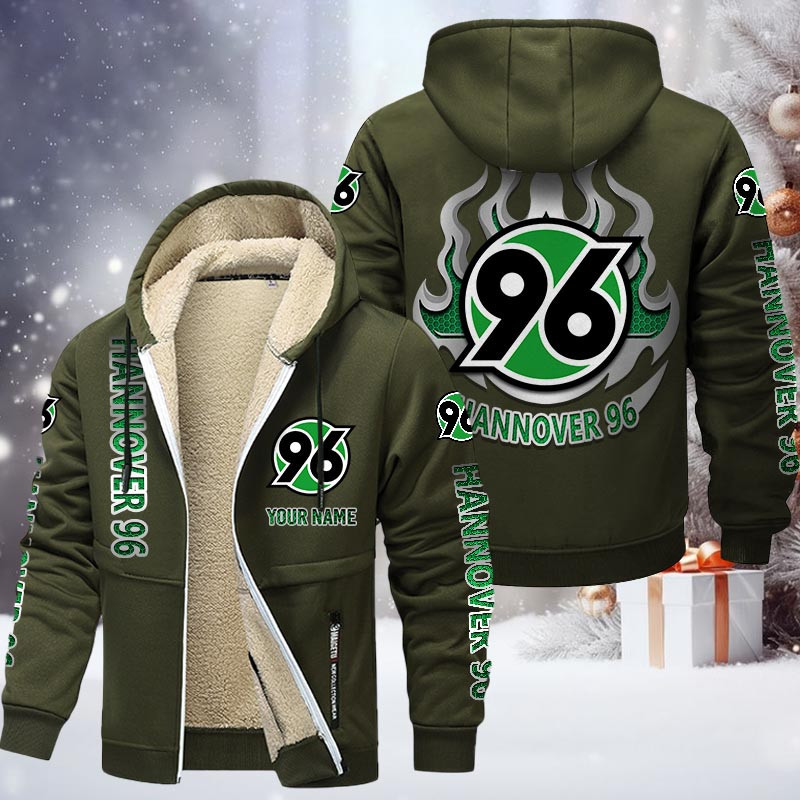 Hannover 96 Gefütterte Kapuzenjacke - H96 Samt Zip-Hoodie
