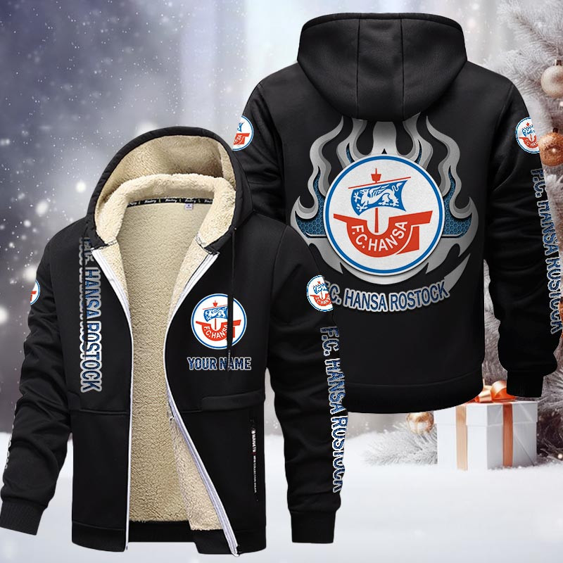 Hansa Rostock Gefütterte Kapuzenjacke - FCH Samt Zip-Hoodie – Bild 3