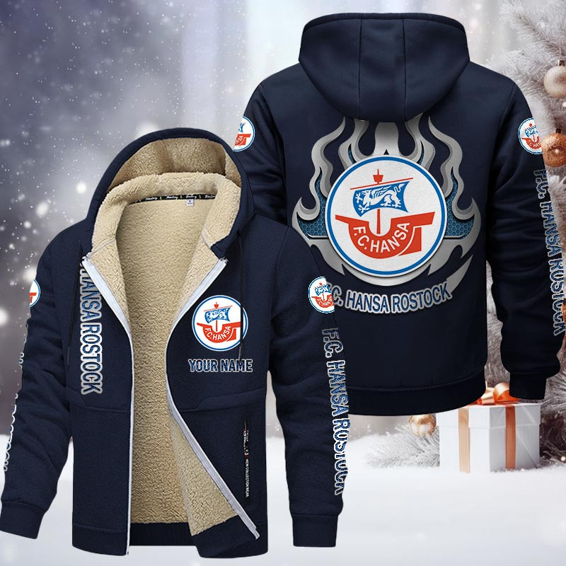 Hansa Rostock Gefütterte Kapuzenjacke - FCH Samt Zip-Hoodie – Bild 7