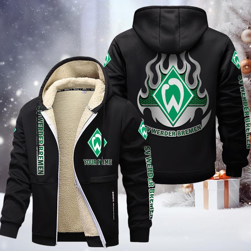 SV Werder Bremen Gefütterte Kapuzenjacke - SVW Samt Zip-Hoodie (Ver.3) – Bild 3