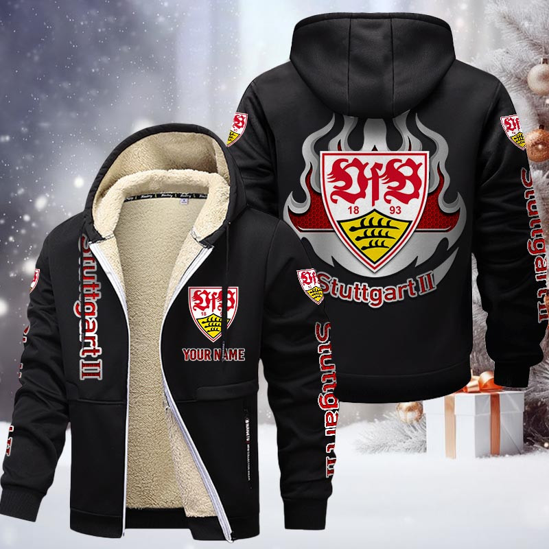 VfB Stuttgart II Gefütterte Kapuzenjacke - VFB Samt Zip-Hoodie (Ver.3) – Bild 3