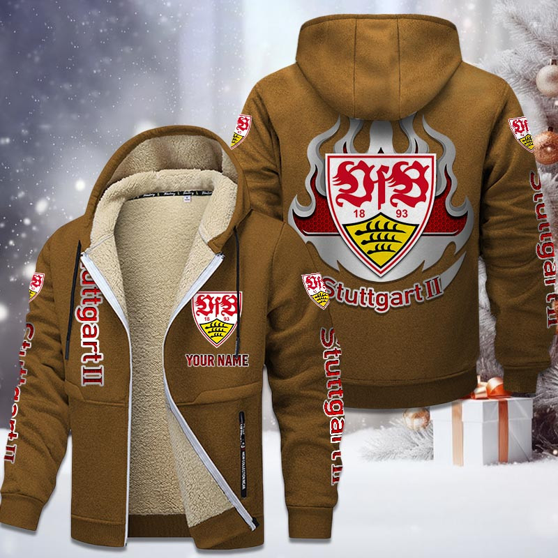 VfB Stuttgart II Gefütterte Kapuzenjacke - VFB Samt Zip-Hoodie (Ver.3) – Bild 4