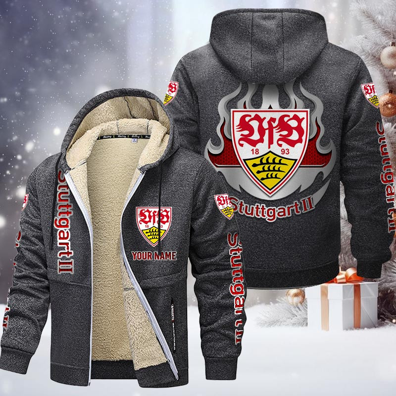 VfB Stuttgart II Gefütterte Kapuzenjacke - VFB Samt Zip-Hoodie (Ver.3) – Bild 5