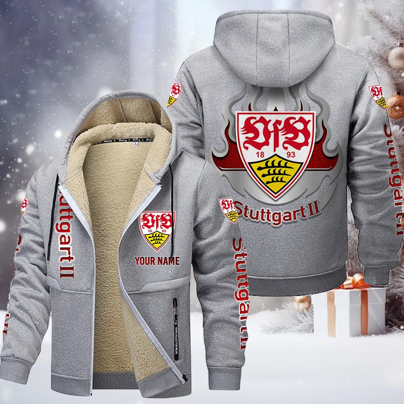 VfB Stuttgart II Gefütterte Kapuzenjacke - VFB Samt Zip-Hoodie (Ver.3) – Bild 6