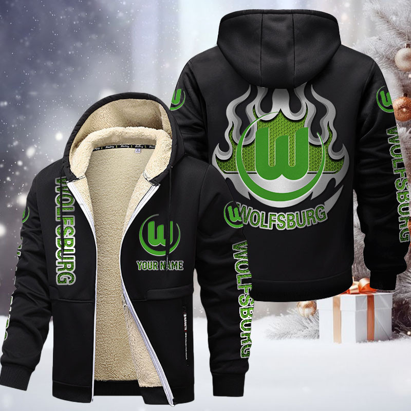 VfL Wolfsburg Gefütterte Kapuzenjacke - WOB Samt Zip-Hoodie – Bild 3