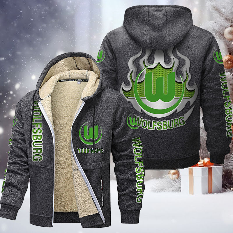 VfL Wolfsburg Gefütterte Kapuzenjacke - WOB Samt Zip-Hoodie – Bild 5