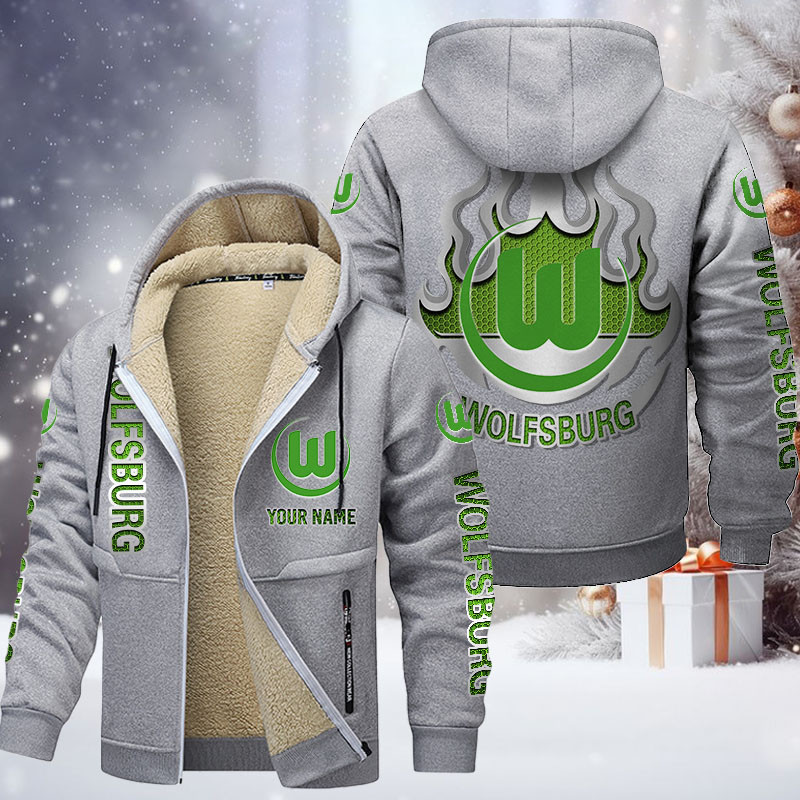 VfL Wolfsburg Gefütterte Kapuzenjacke - WOB Samt Zip-Hoodie – Bild 6