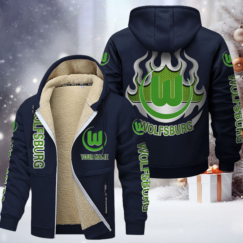 VfL Wolfsburg Gefütterte Kapuzenjacke - WOB Samt Zip-Hoodie – Bild 7