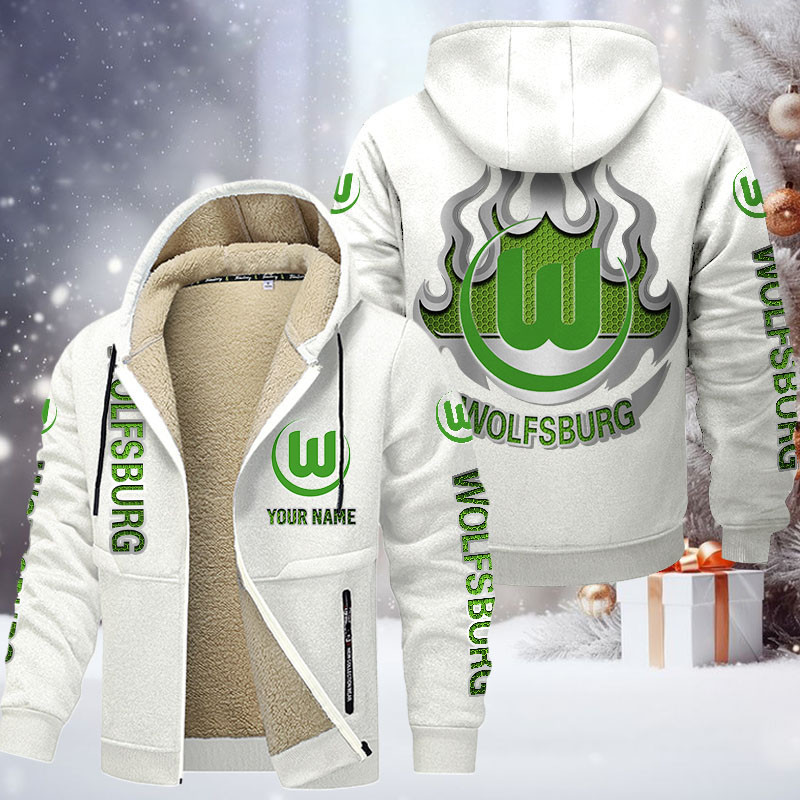 VfL Wolfsburg Gefütterte Kapuzenjacke - WOB Samt Zip-Hoodie – Bild 9