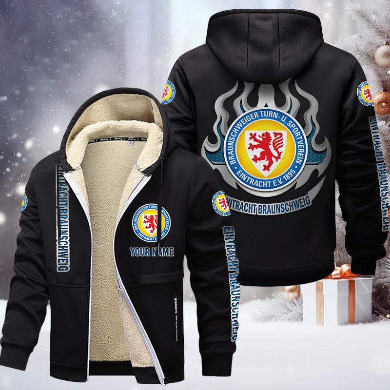 Eintracht Braunschweig Gefütterte Kapuzenjacke - BTSV Samt Zip-Hoodie – Bild 3