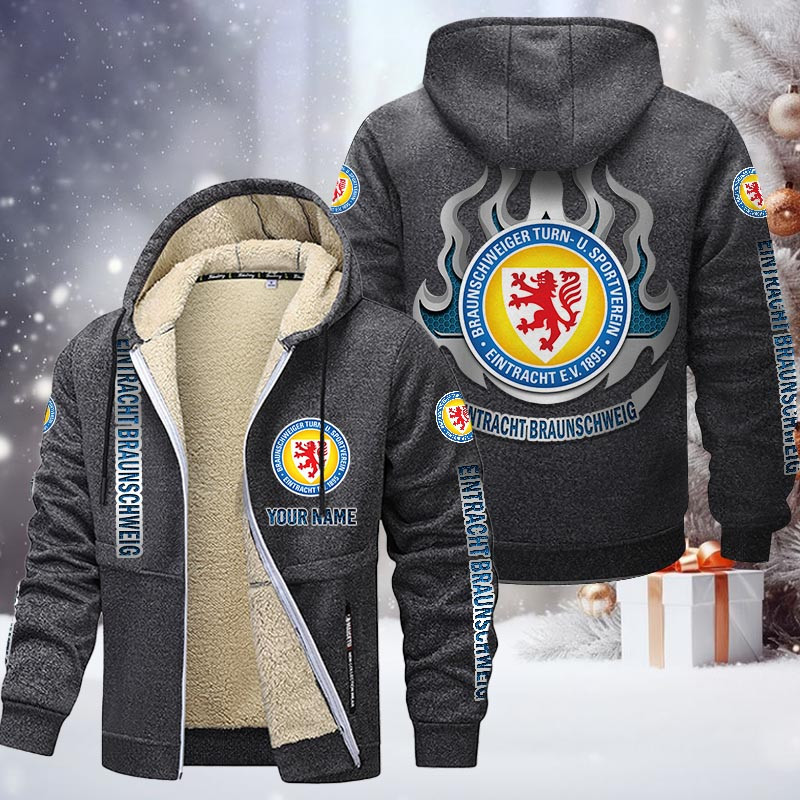Eintracht Braunschweig Gefütterte Kapuzenjacke - BTSV Samt Zip-Hoodie – Bild 5