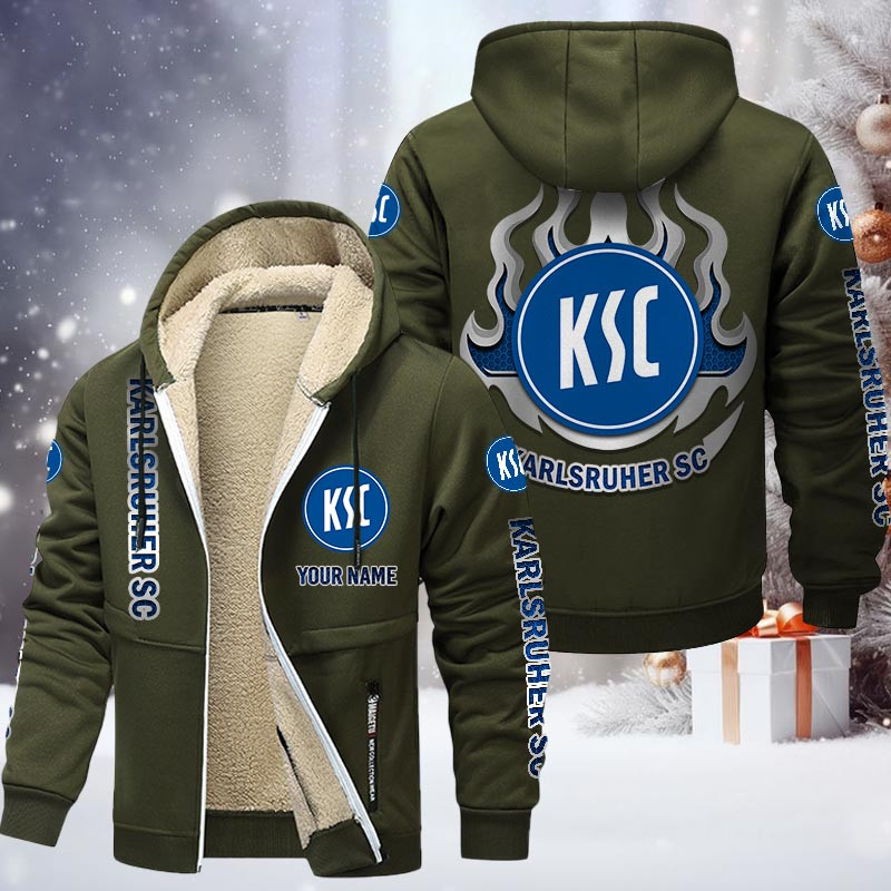 Karlsruher SC Gefütterte Kapuzenjacke - KSC Samt Zip-Hoodie
