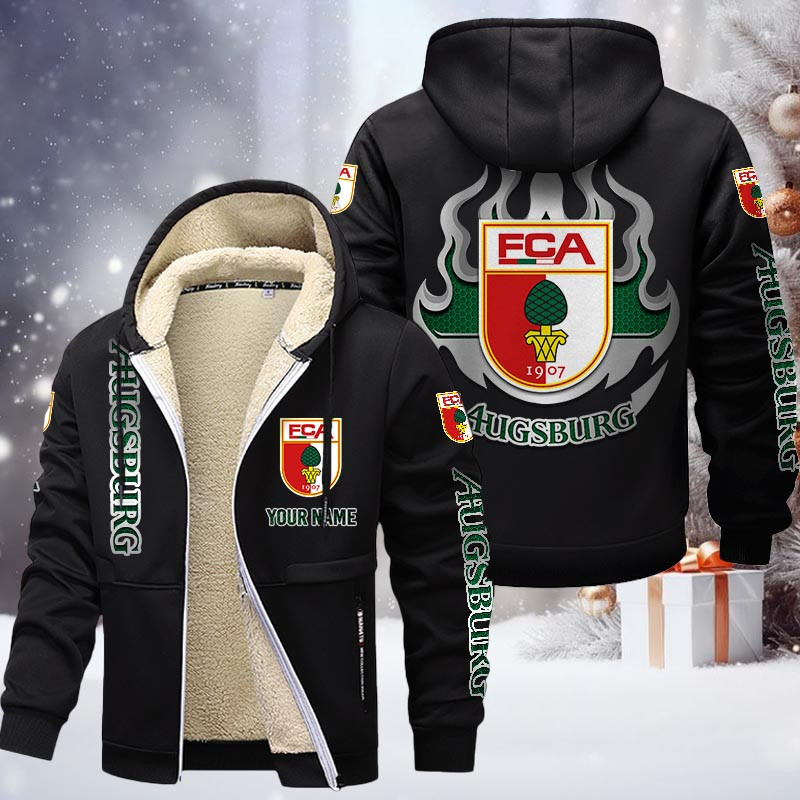 FC Augsburg Gefütterte Kapuzenjacke - FCA Samt Zip-Hoodie – Bild 3
