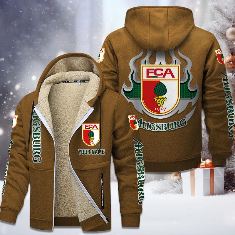 FC Augsburg Gefütterte Kapuzenjacke - FCA Samt Zip-Hoodie – Bild 4