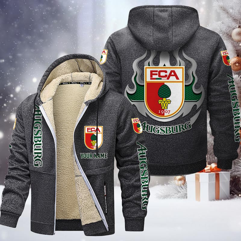 FC Augsburg Gefütterte Kapuzenjacke - FCA Samt Zip-Hoodie – Bild 5