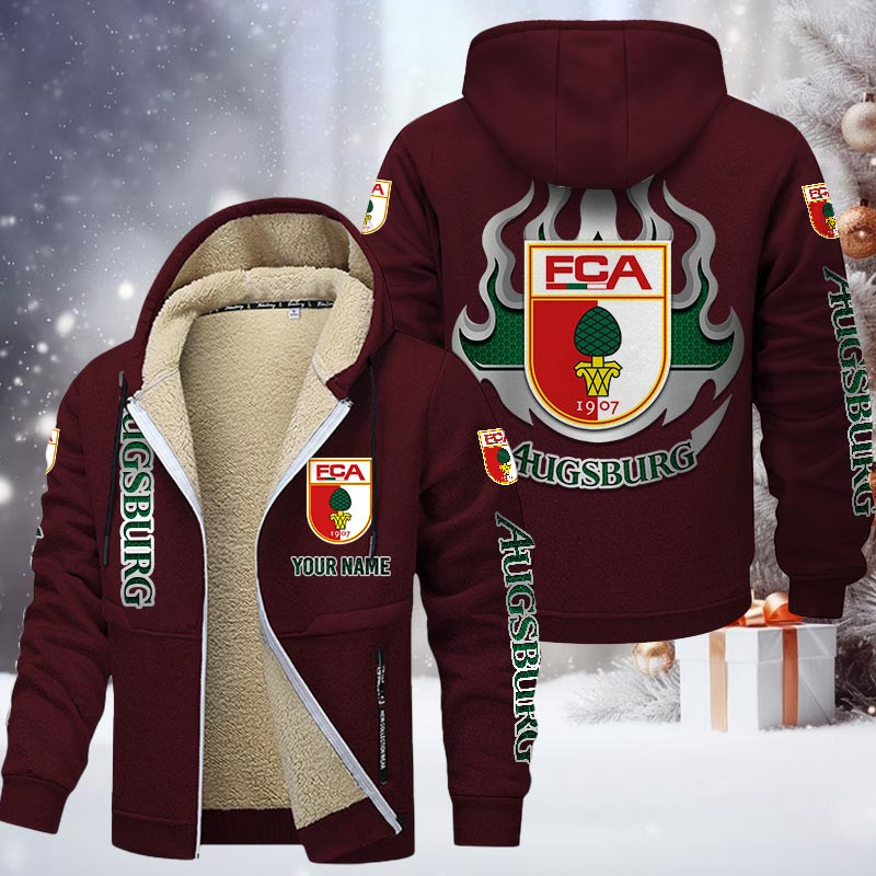 FC Augsburg Gefütterte Kapuzenjacke - FCA Samt Zip-Hoodie – Bild 10