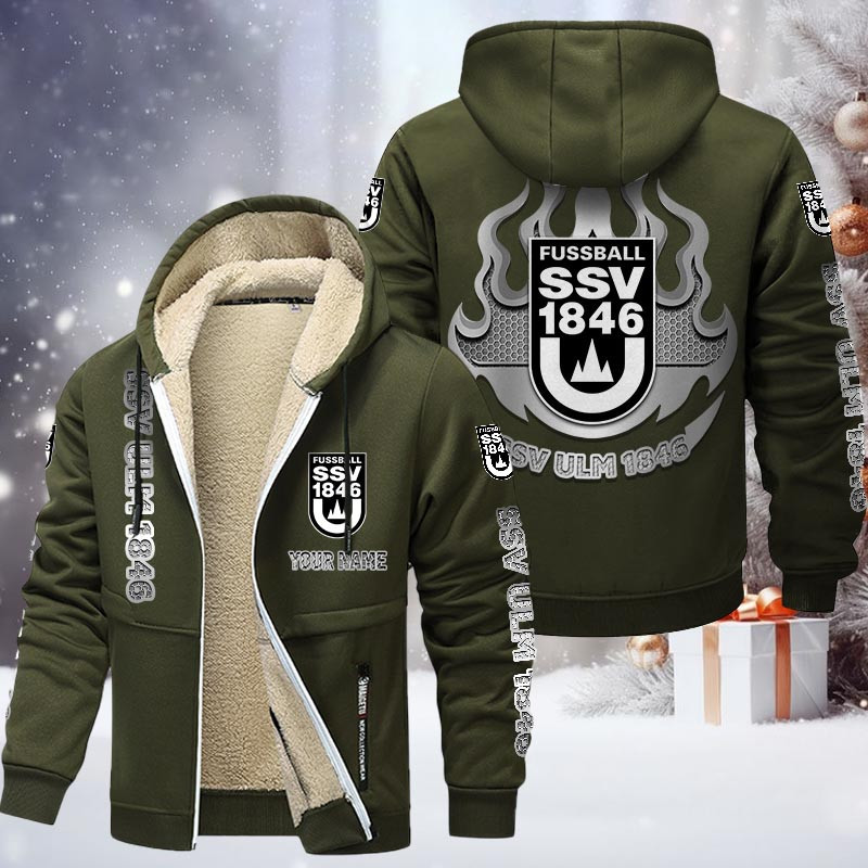 SSV Ulm 1846 Fussball Gefütterte Kapuzenjacke - ULM Samt Zip-Hoodie