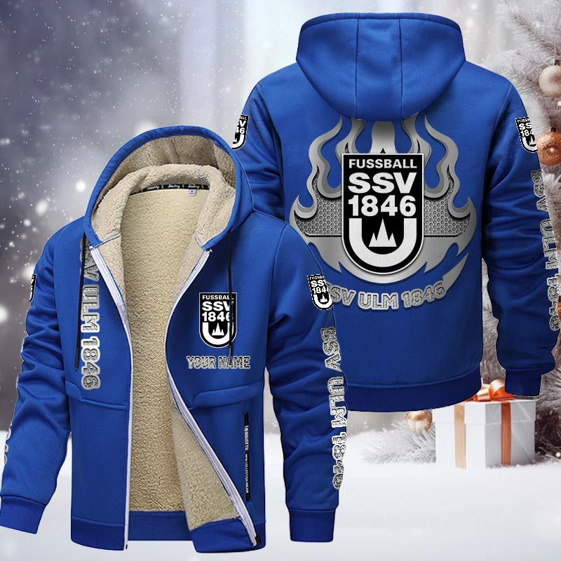 SSV Ulm 1846 Fussball Gefütterte Kapuzenjacke - ULM Samt Zip-Hoodie – Bild 8