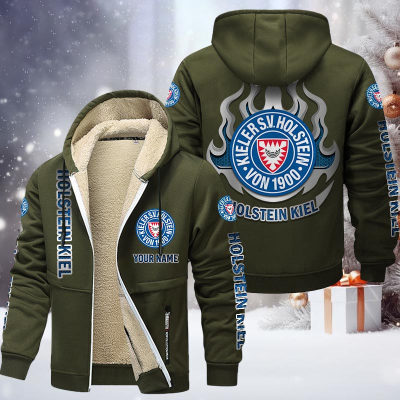 Holstein Kiel Gefütterte Kapuzenjacke - KSV Samt Zip-Hoodie