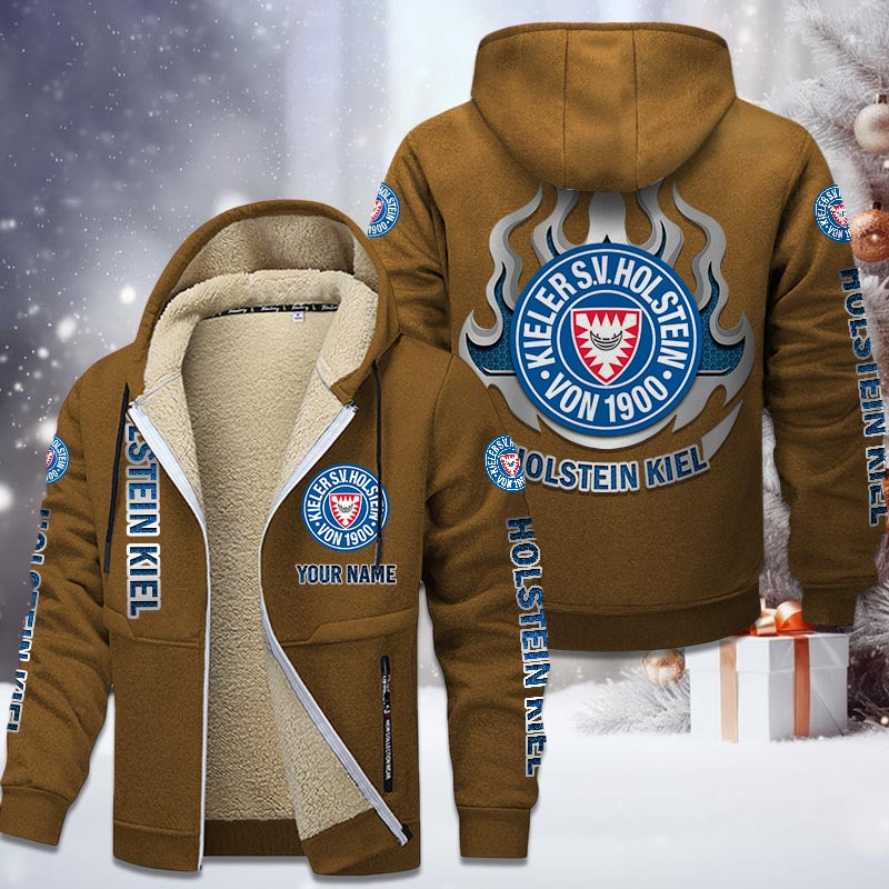 Holstein Kiel Gefütterte Kapuzenjacke - KSV Samt Zip-Hoodie – Bild 4