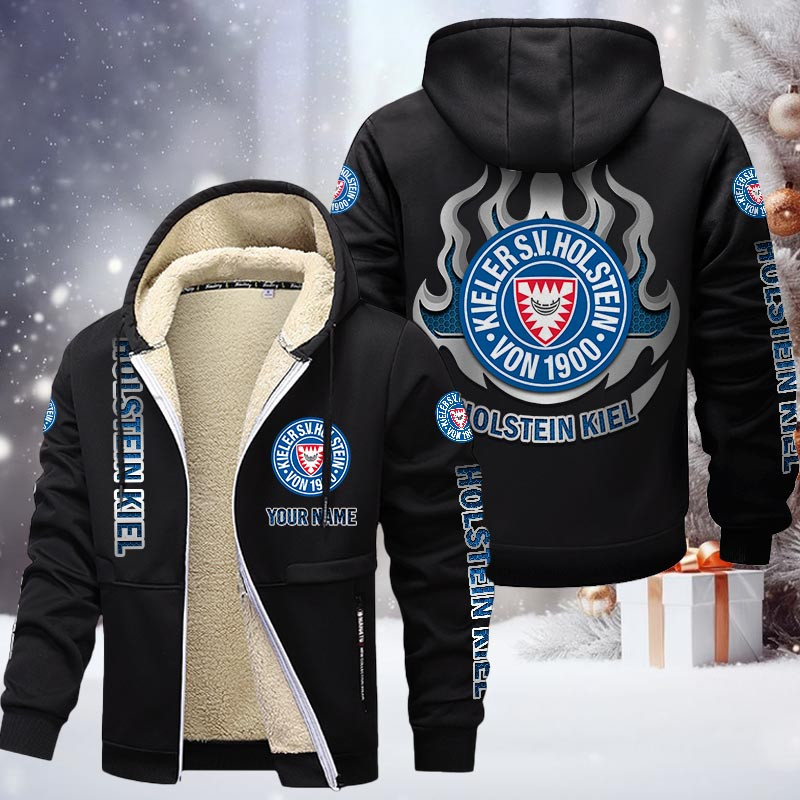 Holstein Kiel Gefütterte Kapuzenjacke - KSV Samt Zip-Hoodie – Bild 3