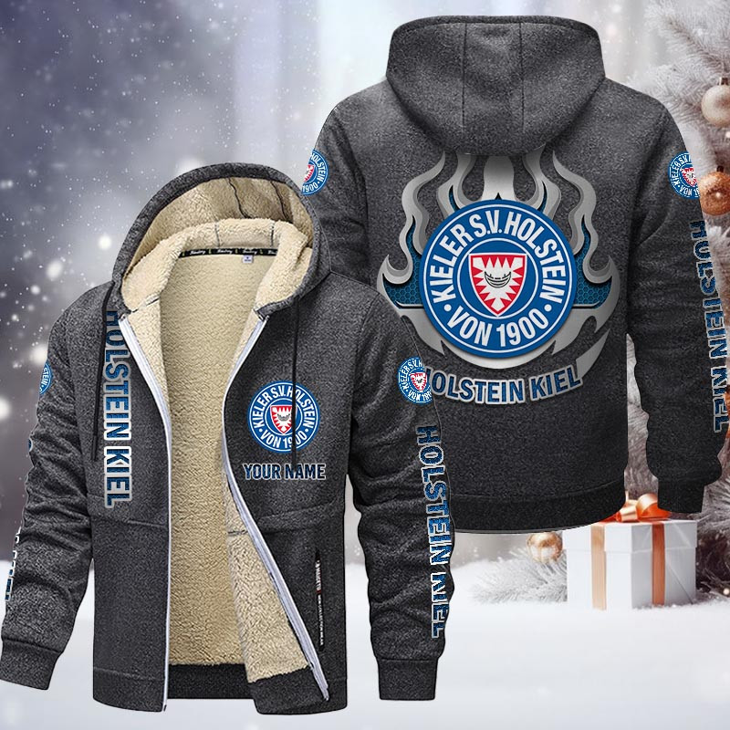 Holstein Kiel Gefütterte Kapuzenjacke - KSV Samt Zip-Hoodie – Bild 5